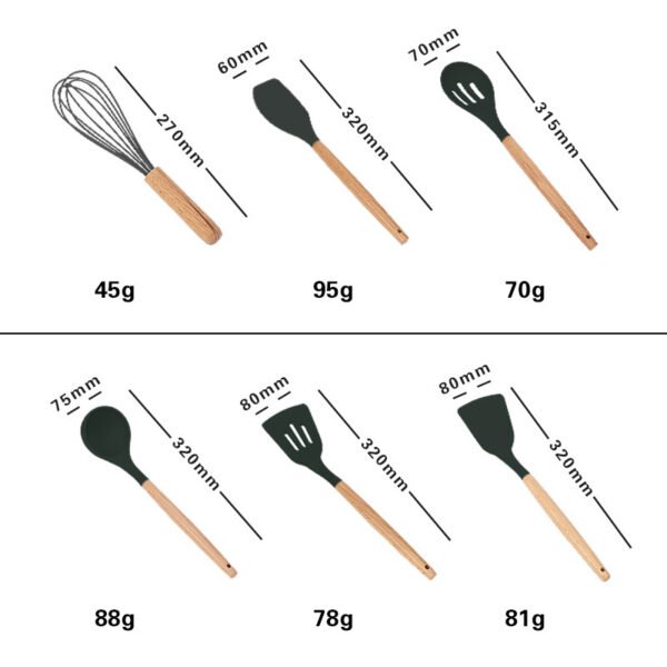 Wooden Handle Silicone Cooking Utensils Set - Image 5
