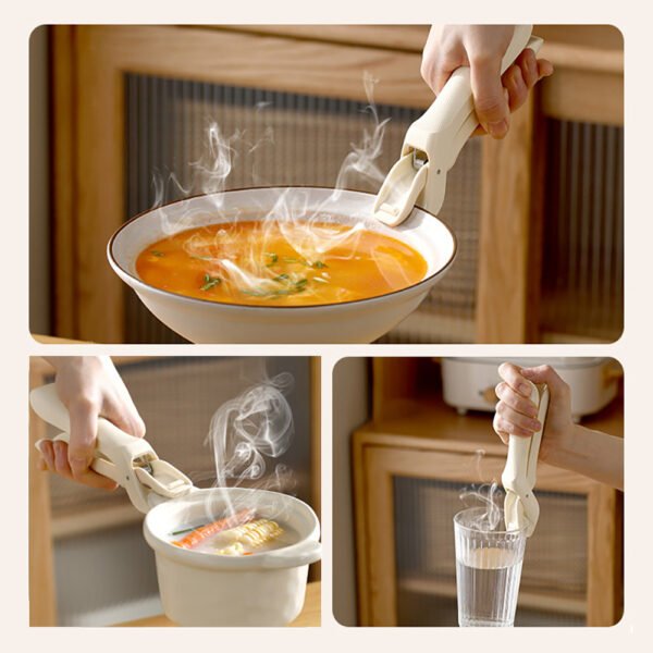 Anti-scalding Silicone Non-slip Take Bowl Clip Hot Plate Gripper, Stainless Steel Pot Clip Pan Gripper, Durable Bowl Holder Tongs Plate Retriever, Anti-scalding Dish Gripper - Image 6